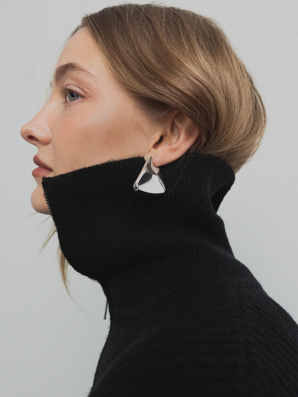 OAK + FORT Silver Sculptural Statement Earrings